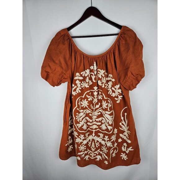 SOLD DO NOT BUY   Medium Embroidered Rust Boho Artsy Festival Folk - Picture 5 of 13